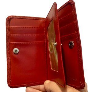 Buxton Minimalist Red Leather Wallet Card Case NWOT